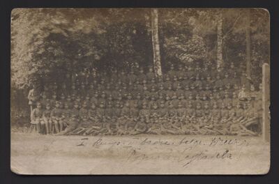 MPW 00456 - Zdjęcie żołnierzy Armii Wielkopolskiej, 1 Kompania 2 Baonu Telegraficznego, Poznań Cytadela 1919 r.