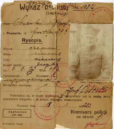 MPW 00319 - Wykaz osobisty Nr 13805 Józefa Osieckiego.