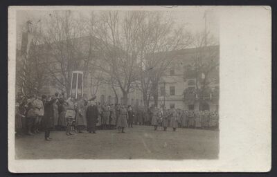AF 1724 - Zdjęcie, uroczystość zaprzysiężenia oddziałów Straży Ludowej, Pl. Wilhelmowski (obecnie pl. Wolności), Poznań, 23 lutego 1919 r.