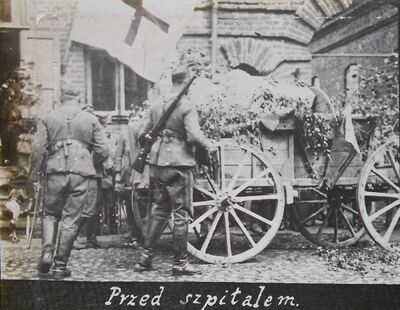Pogrzeb poległych z 1. pułku ułanów wielkoplskich i 3. pułku strzelców wielkopolskich w Ihumieniu (Białoruś) 14 sierpnia 1919 r.