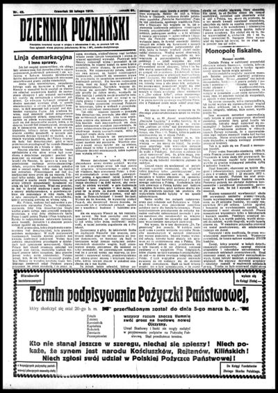 Dziennik Poznański 20 II 1919 r.
