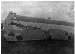 Crashed aeroplane - Aviatic C.III No. 12342/17, in the wreckage of which, Captain Pilot Wiktor Lang died (Ławica, 4 February 1920). The aeroplane was used in Greater Poland for training purposes from the moment of its capture at the Ławica Airport on 6 January 1919.
Photo from the collections of the “Polona” Digital National Library